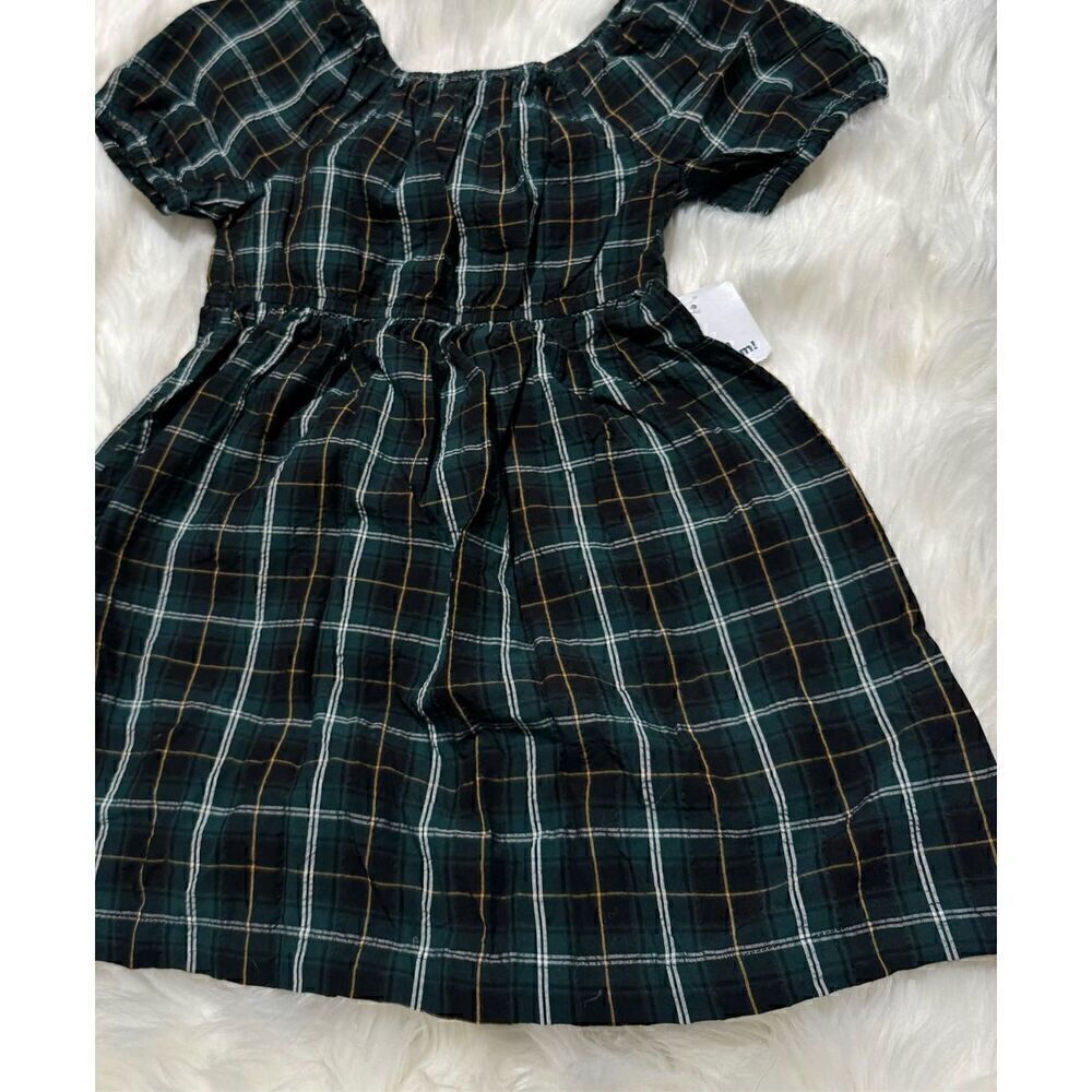 Old Navy NWT 5T green plaid short sleeve dress